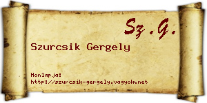 Szurcsik Gergely névjegykártya